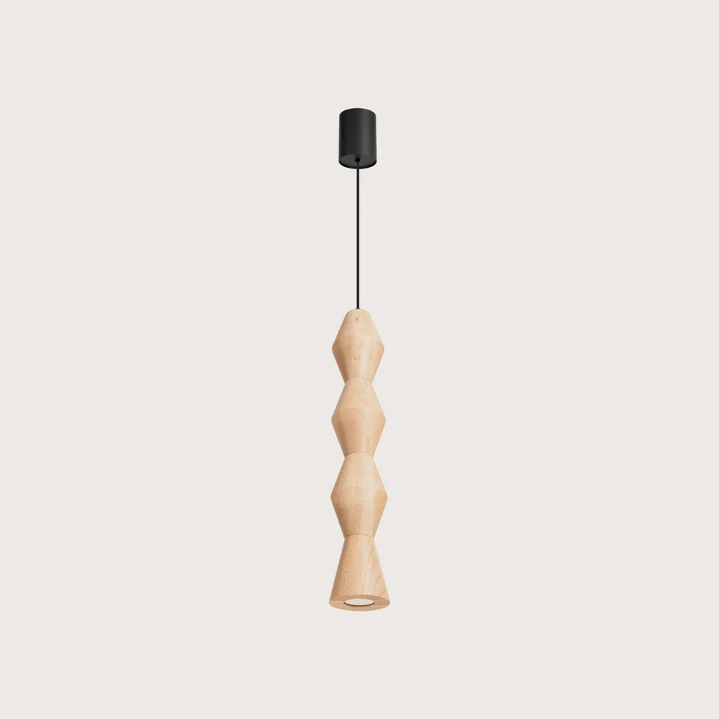 Esztergált fa függőlámpa (Kerek – Ø 10 × 56 cm)