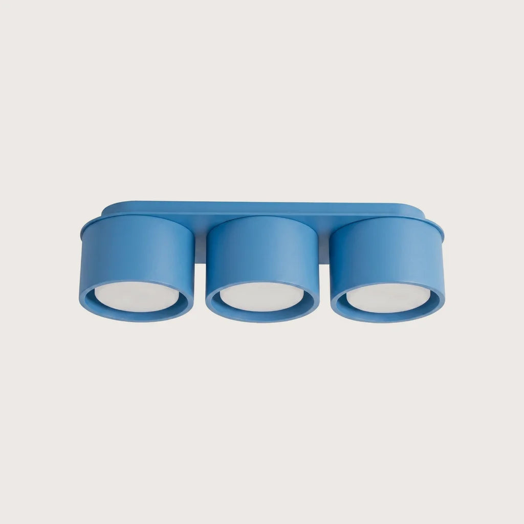 Extra lapos kerek alumínium mennyezeti lámpa, világoskék (3 izzós)