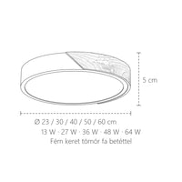 Ultravékony LED mennyezeti lámpa méretei: Ø 23–60 cm, 5 cm magas