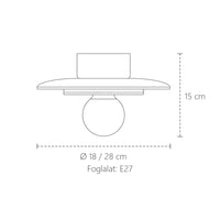 Fa kerek mennyezeti lámpa méretei: Ø 18 vagy 28 cm, 15 cm magas