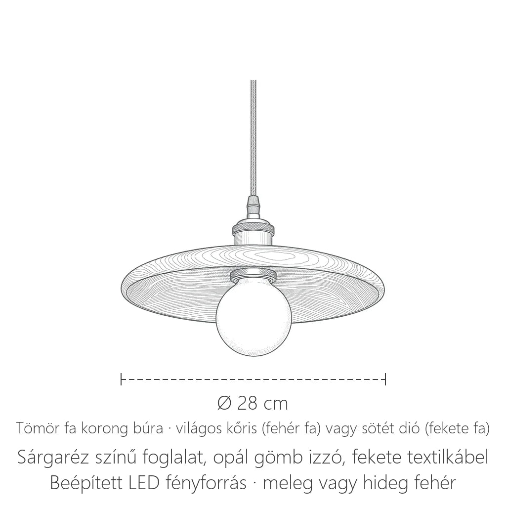 Fa korong függőlámpa mérete: Ø 28 cm