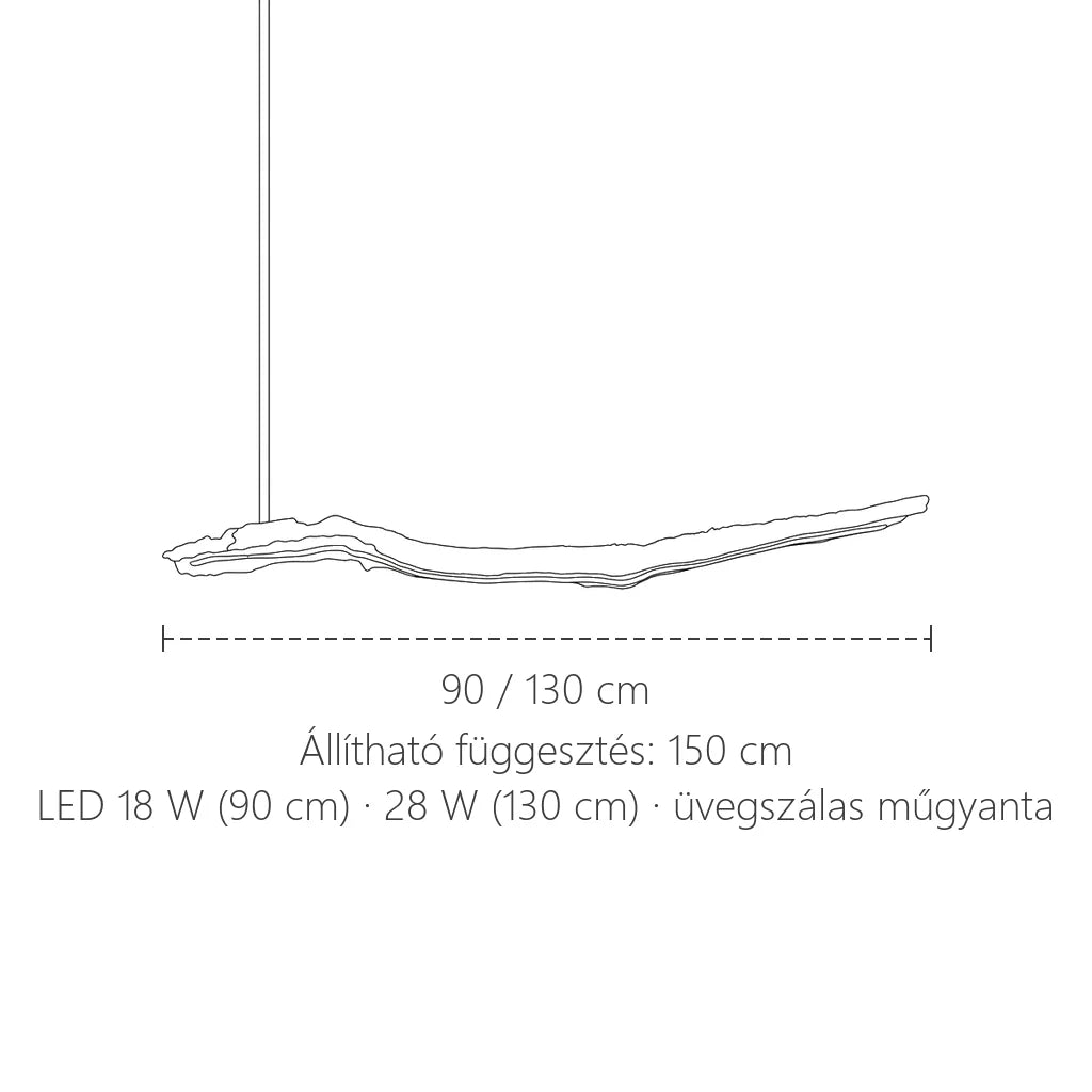 Faág LED függőlámpa méretei: 90 vagy 130 cm hosszú