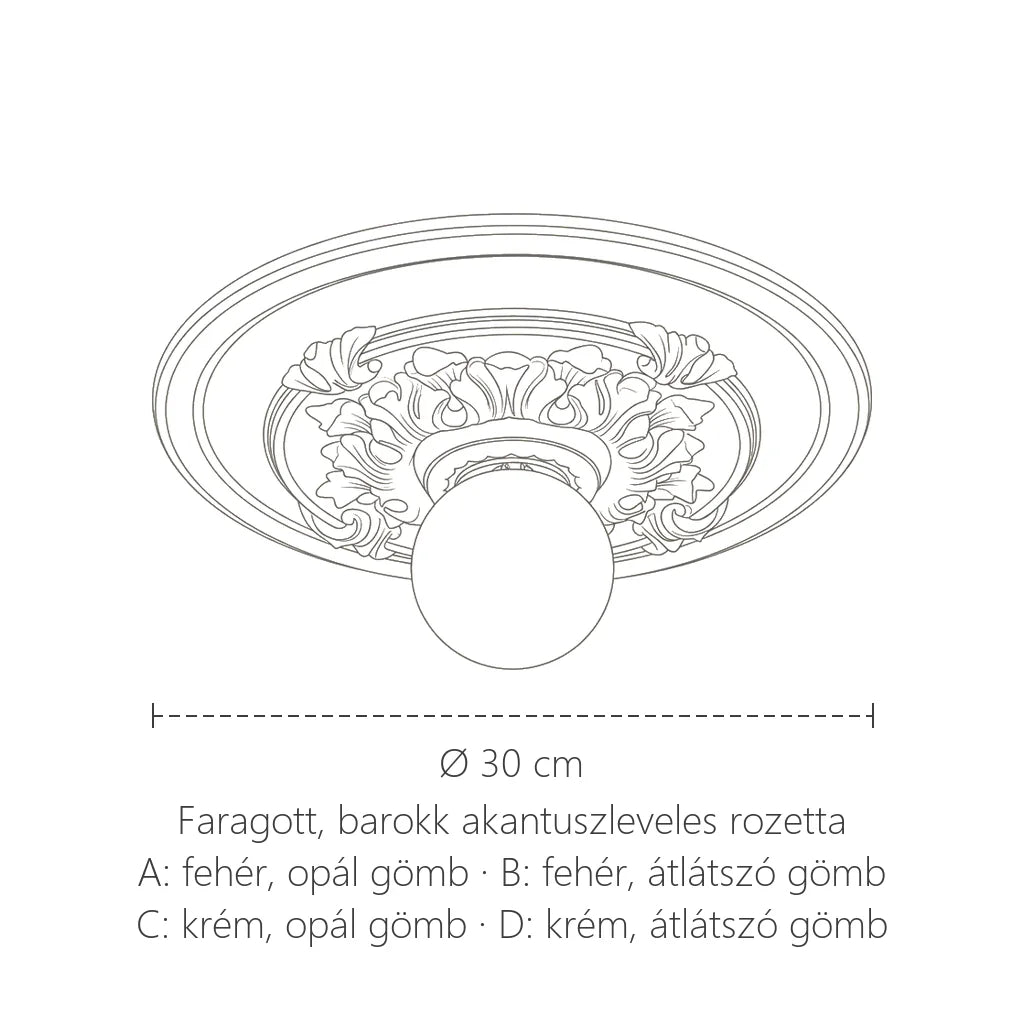 Faragott rozettás lámpa átmérője: Ø 30 cm