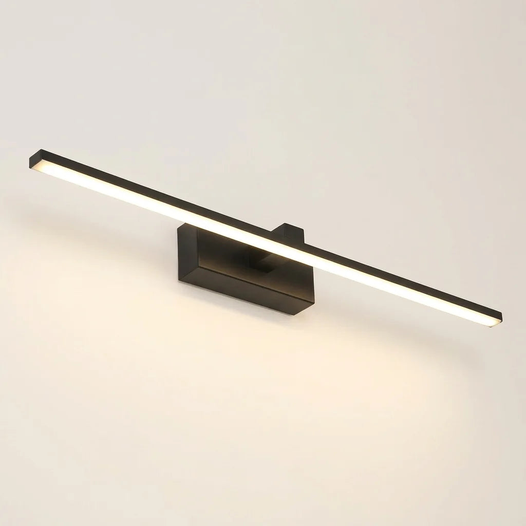 Fekete 40 cm-es LED tükörlámpa, világítva
