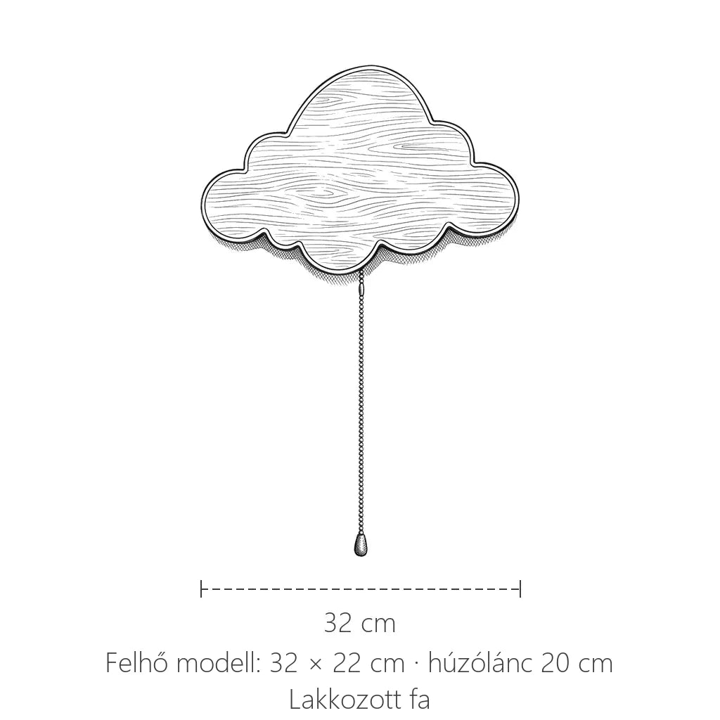 Elemes felhő éjjeli lámpa méretei: 32 × 22 cm