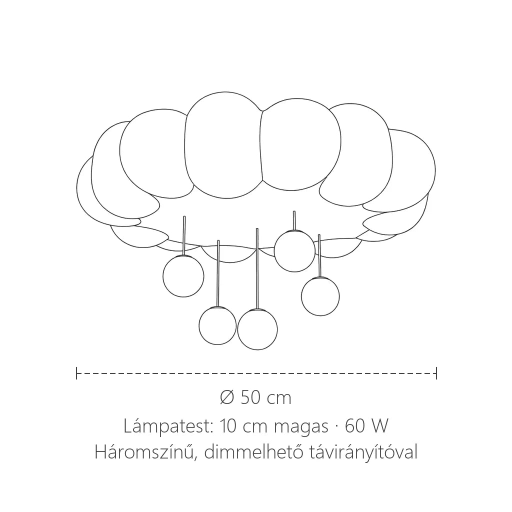 Felhő gyerekszobai lámpa mérete: Ø 50 cm