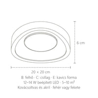 Kis LED lámpa méretei: 20 × 20 cm, 6 cm magas