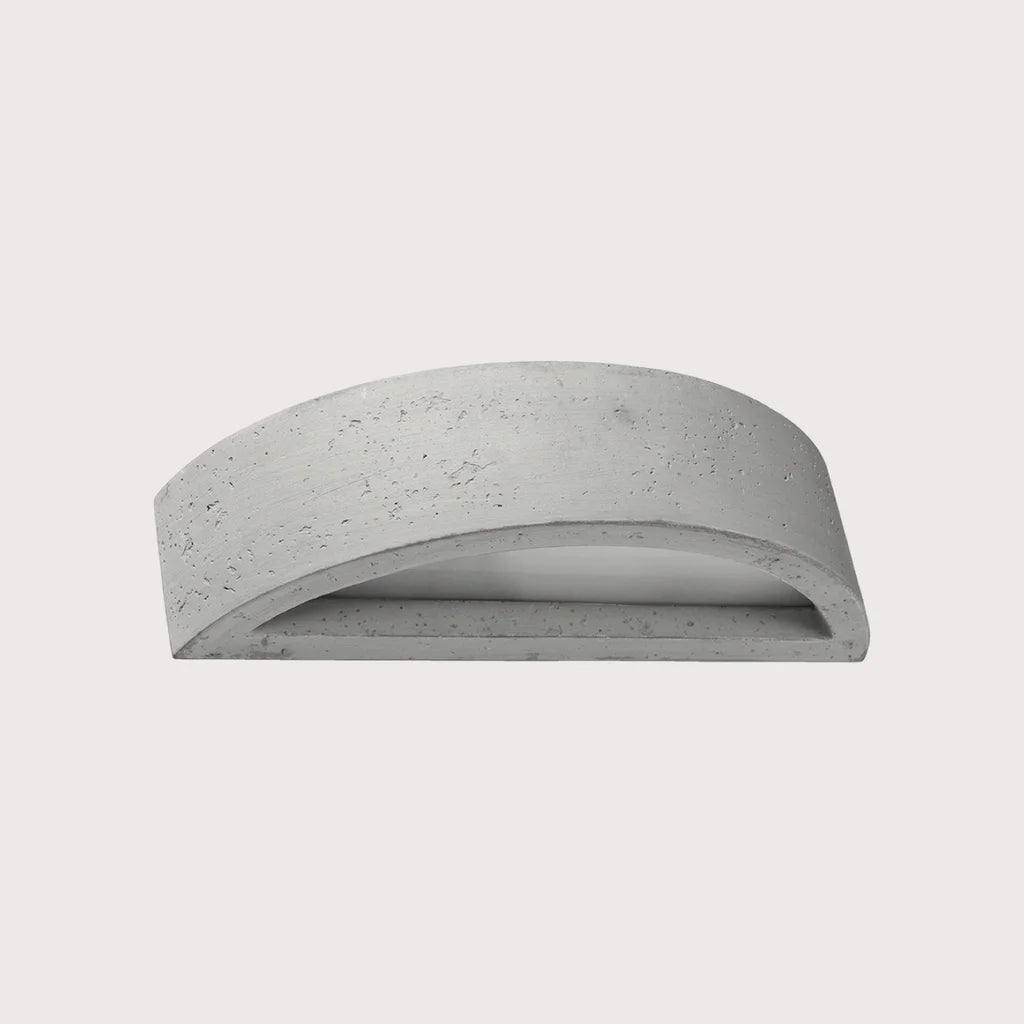 Félhold alakú kerámia vagy beton fali lámpa, szürke (40 cm – beton)