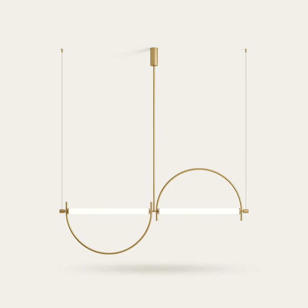 Arany S-ívű kétcsöves LED függőlámpa, 200 cm