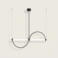 Fekete S-ívű kétcsöves LED függőlámpa, 200 cm