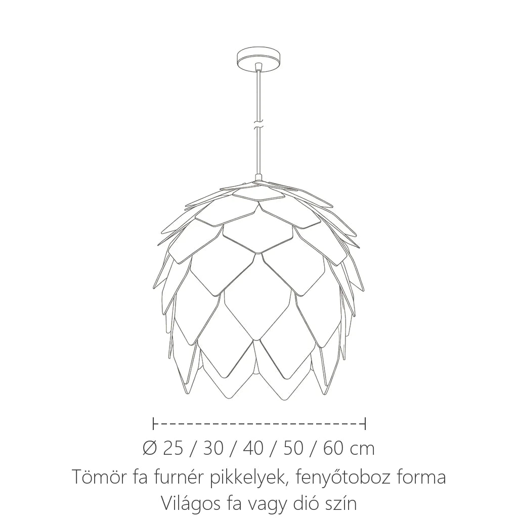 Fenyőtoboz lámpa méretei: Ø 25–60 cm