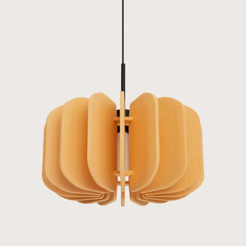 Filc lamellás búrájú függőlámpa, sárga/fekete (Ø 45 cm)
