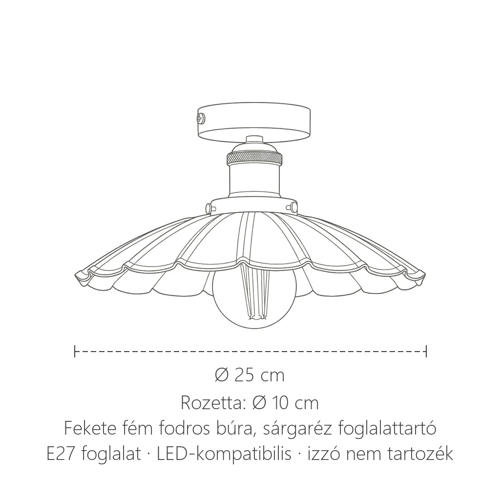 Retró mennyezeti lámpa mérete: Ø 25 cm