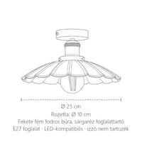 Retró mennyezeti lámpa mérete: Ø 25 cm