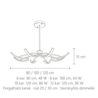 Karos csillár méretei: 80–120 cm, 15 cm magas