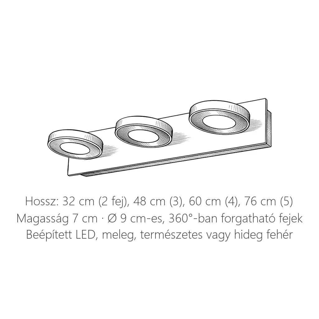 Forgatható spotos tükörlámpa méretei: 32–76 cm