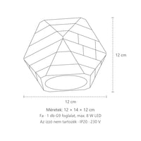 Geometrikus natúr fa fali lámpa méretei: 12 × 14 × 12 cm