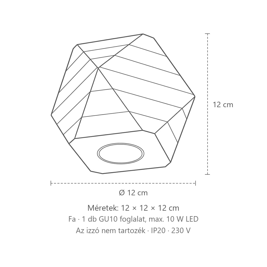 Geometrikus natúr fa mennyezeti spotlámpa méretei: 12 × 12 × 12 cm