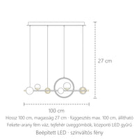 Gyűrűs gömbcsillár méretei: 100 × 27 cm