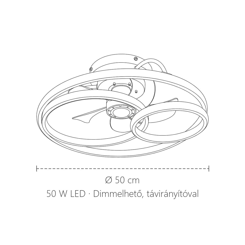 Gyűrűs mennyezeti ventilátor mérete: Ø 50 cm