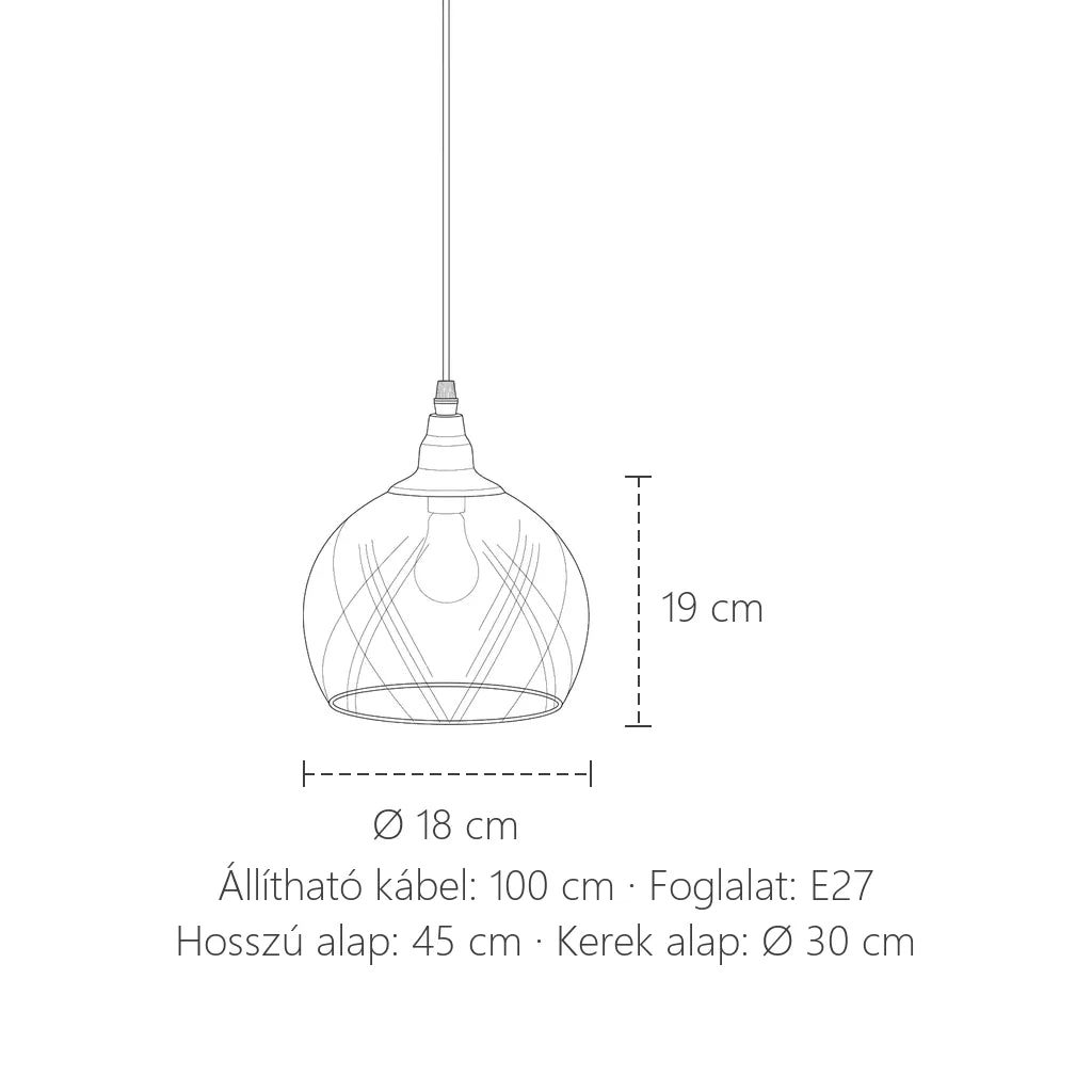 Hálós kalitka függesztő lámpa méretei: Ø 18 cm, 19 cm magas