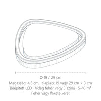 Kompakt LED lámpa méretei: Ø 19 / 29 cm, 4,5 cm magas