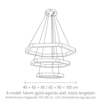 A modell háromgyűrűs változatának méretei