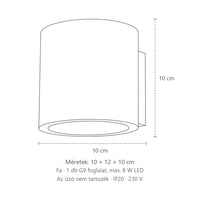 Henger alakú fel-le világító fali lámpa méretei (1 izzós – fa): 10 × 12 × 10 cm
