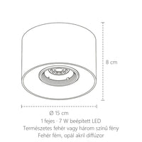 Egyfejes változat méretei: Ø 15 × 8 cm