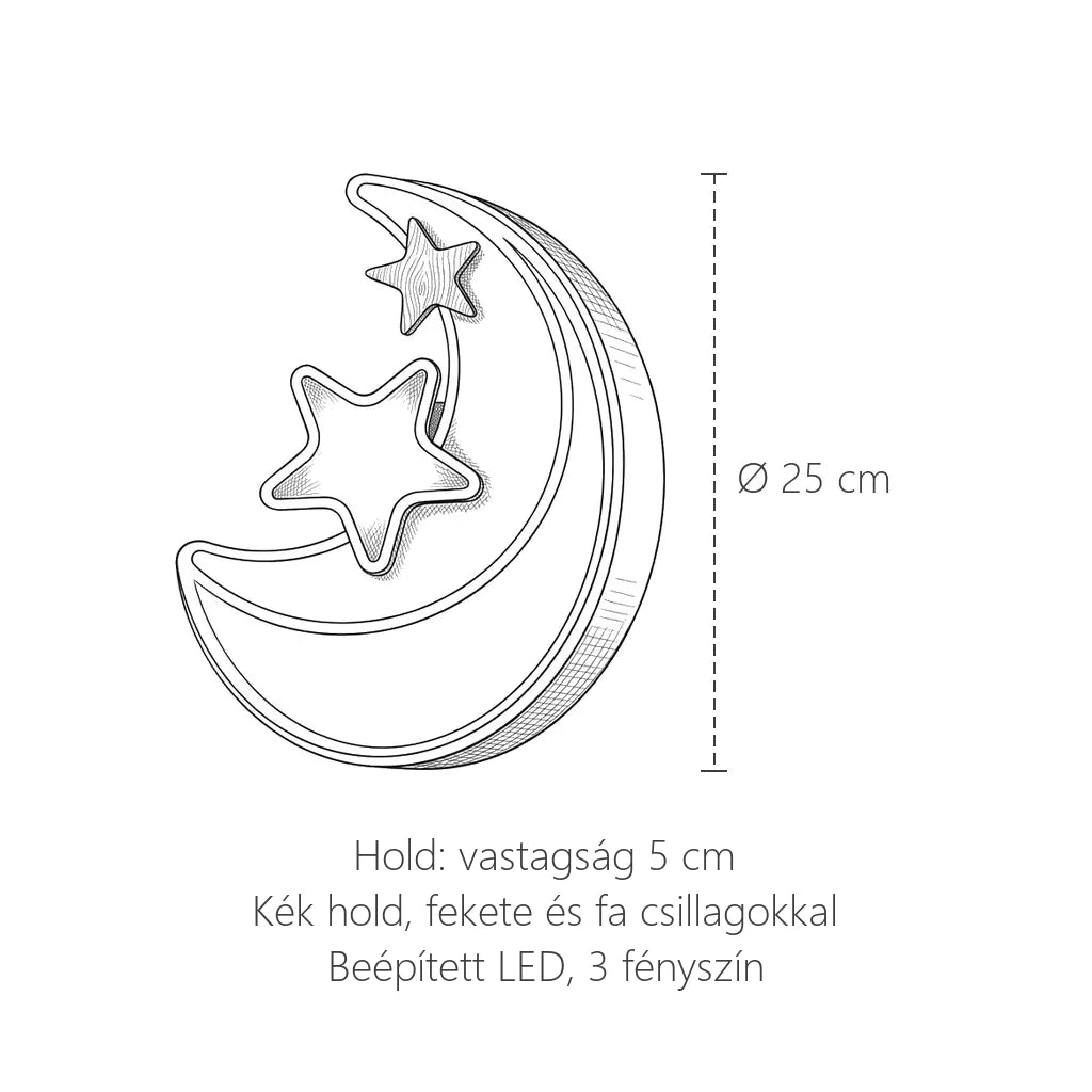 Hold formájú gyerek fali lámpa méretei: Ø 25 cm