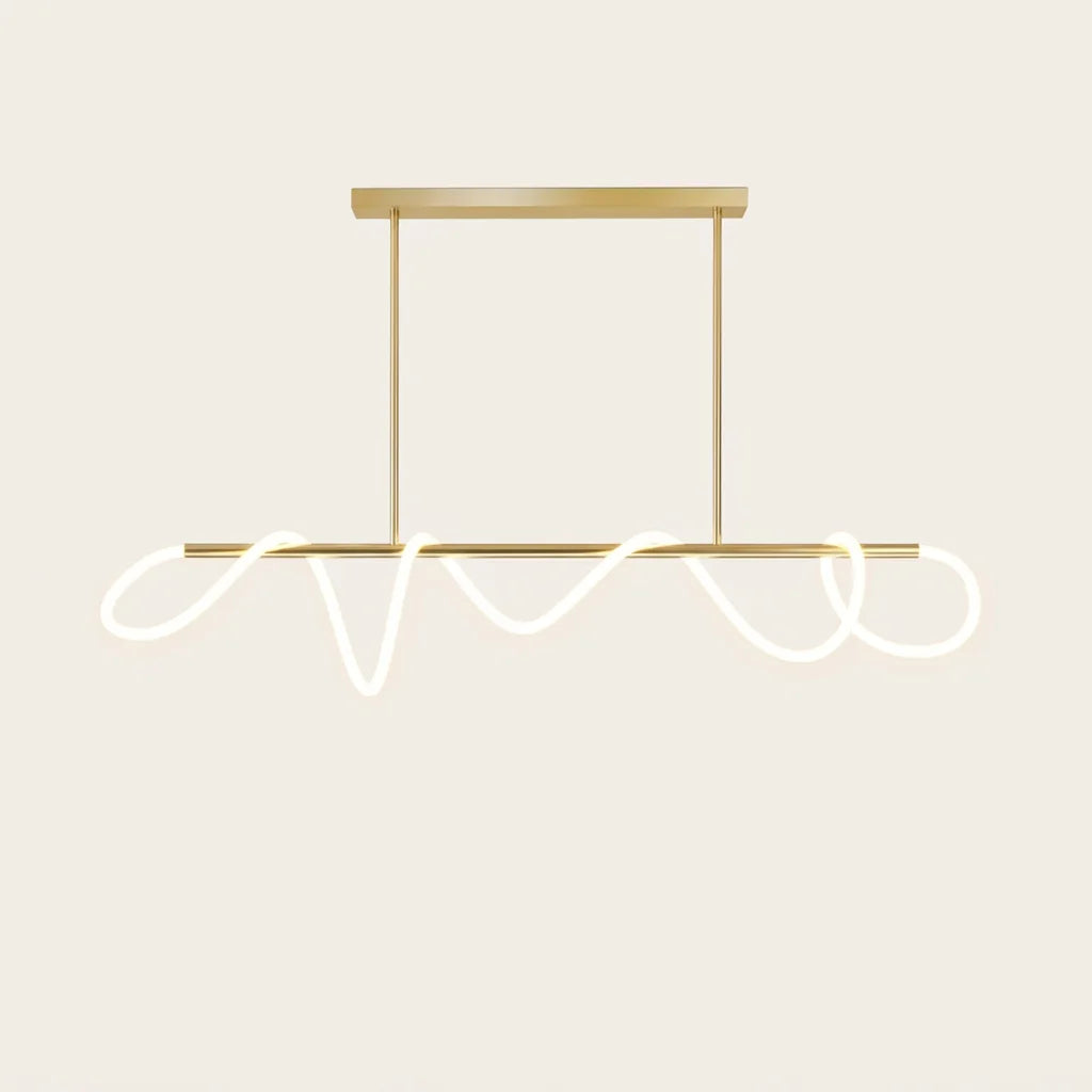 Hullámos LED csillár arany hosszú tartóval