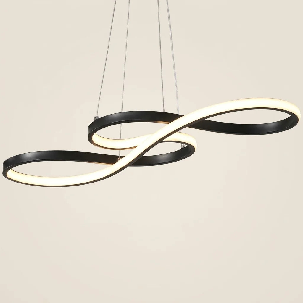 Hullámos LED függesztő lámpa fekete színben