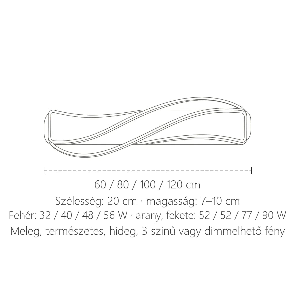 Hullámos LED lámpa hossza: 60 / 80 / 100 / 120 cm