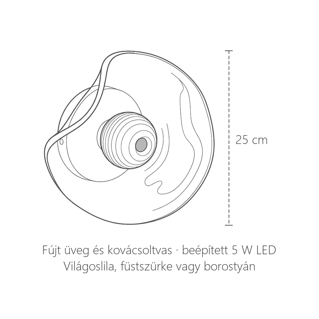Hullámos fújt üveg korong fali lámpa méretei: 25 × 25 cm