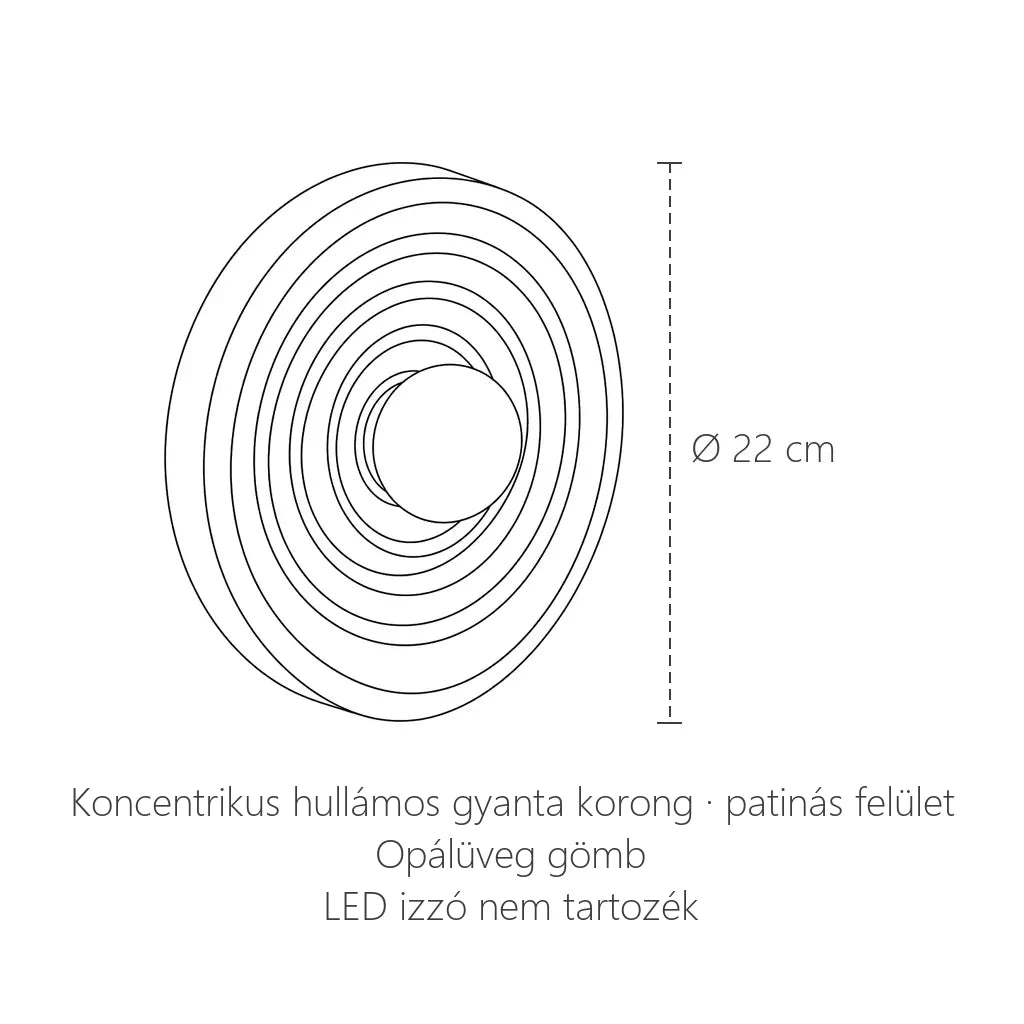 Hullámos gyanta korong fali lámpa méretei: Ø 22 cm