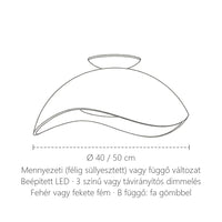 Hullámos kupolalámpa mérete: Ø 40 vagy 50 cm