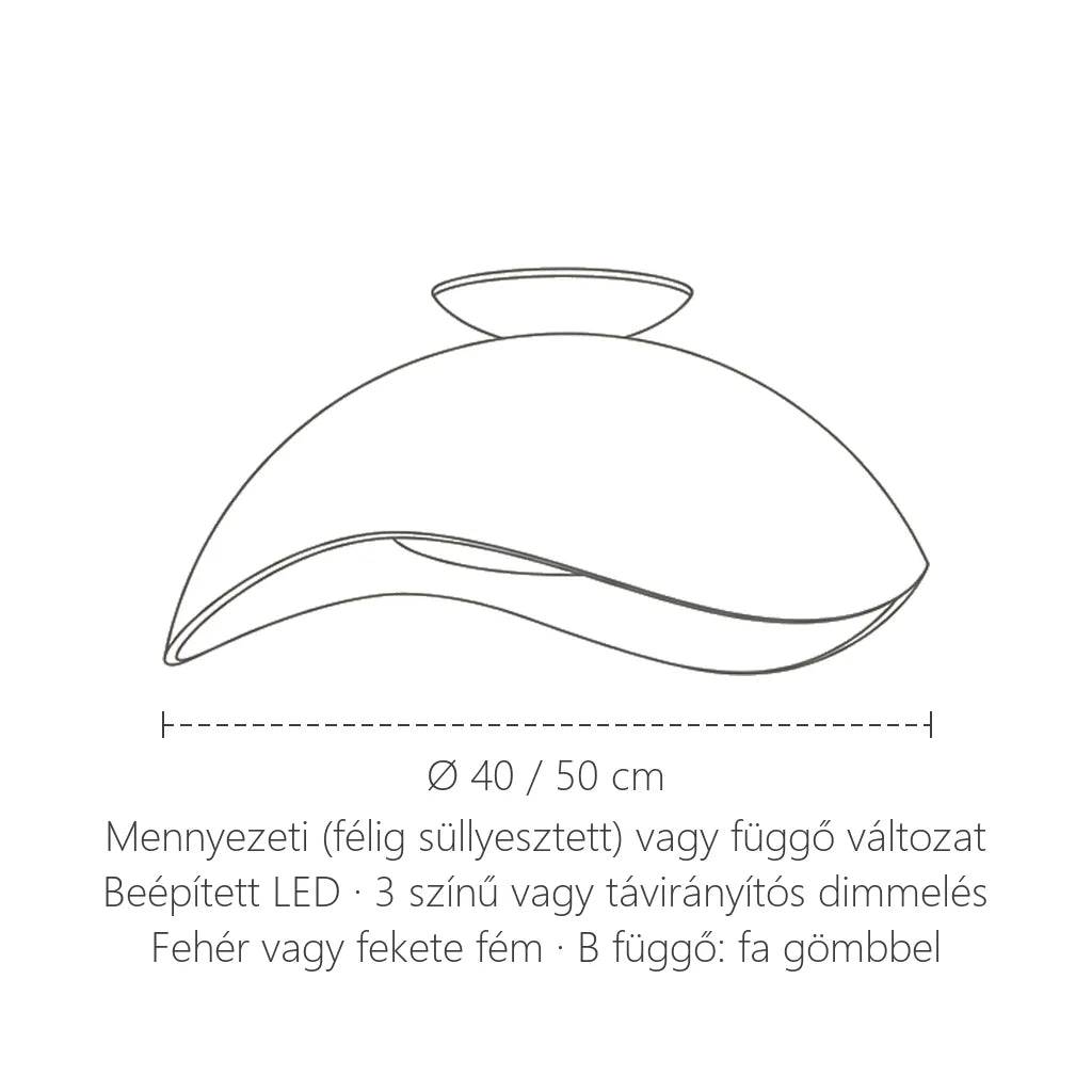 Hullámos kupolalámpa mérete: Ø 40 vagy 50 cm