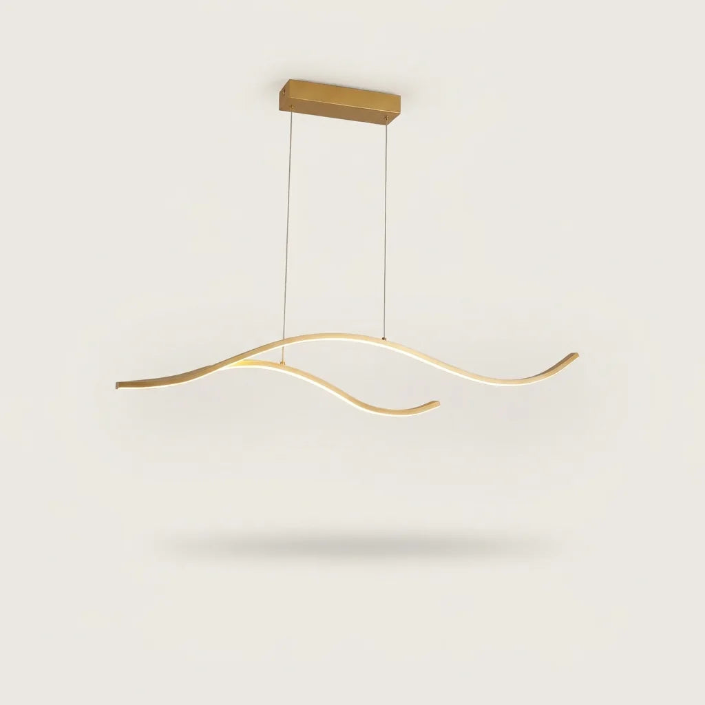 Arany hullámszalag LED függőlámpa, 100 cm