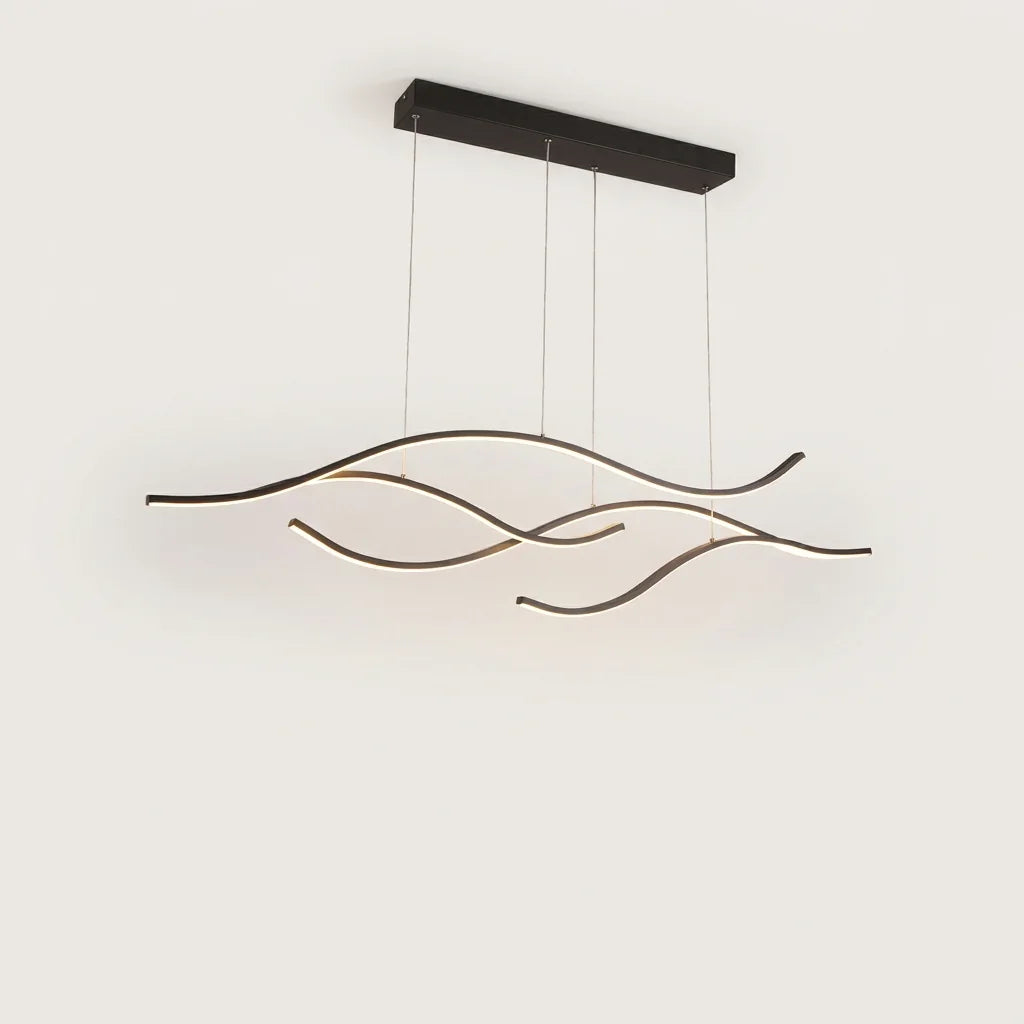 Fekete hullámszalag LED csillár, 120 cm