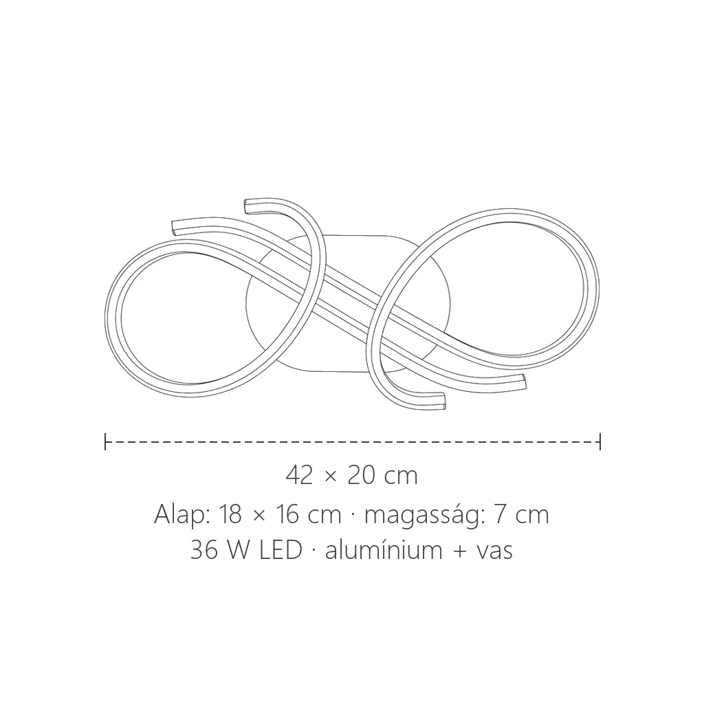 Hurkos LED mennyezeti lámpa méretei: 42 × 20 cm, 7 cm magas
