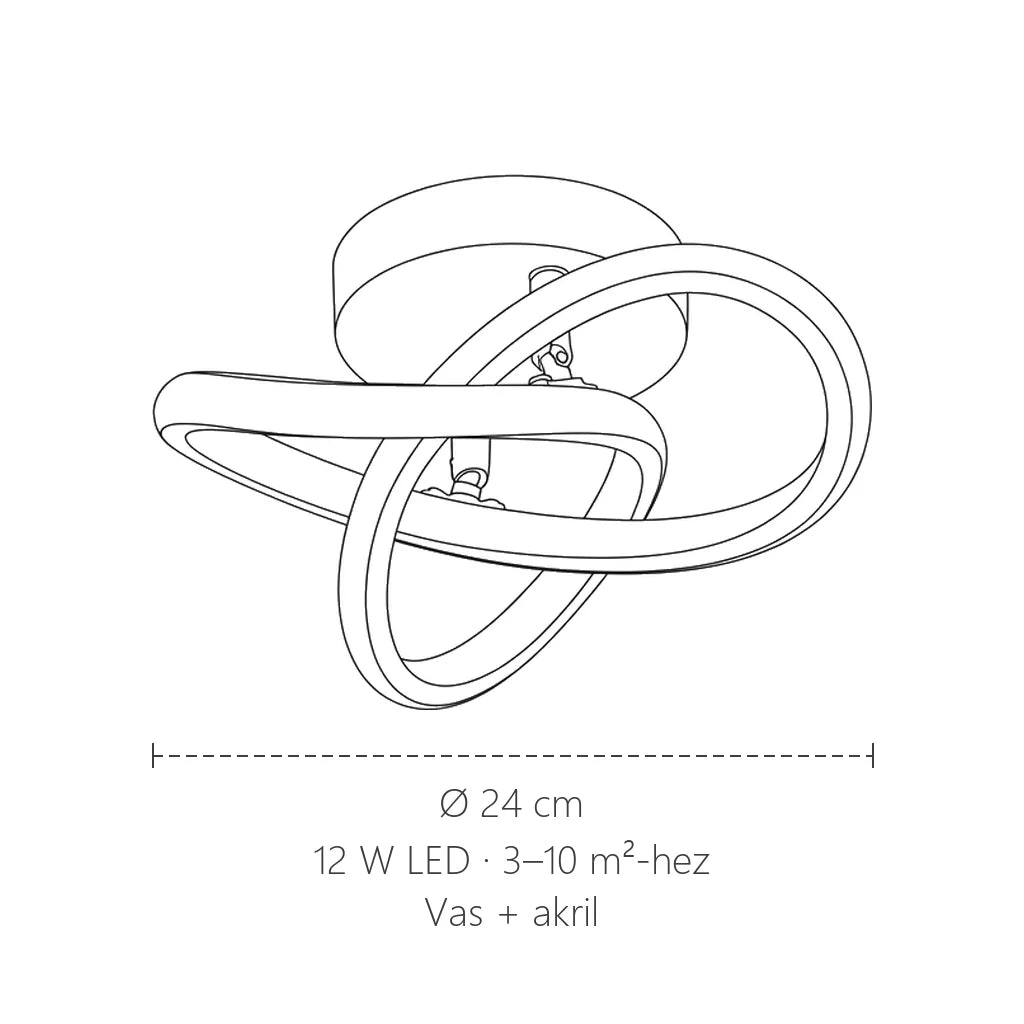 Hurok LED mennyezeti lámpa méretei: Ø 24 cm, 12 W