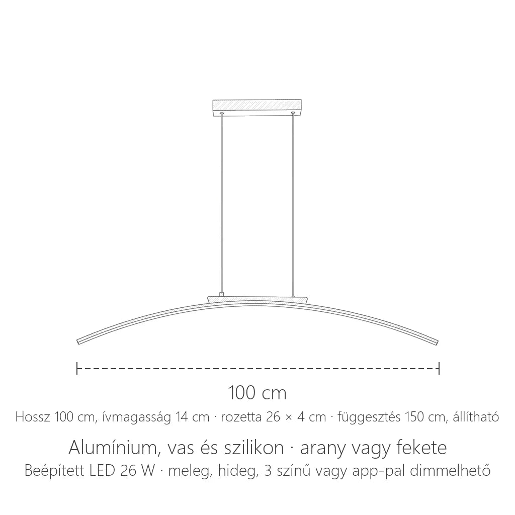 Ív alakú LED lámpa mérete: 100 cm