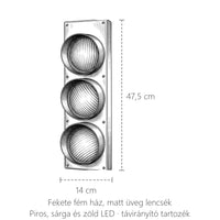 Jelzőlámpa formájú LED fali lámpa méretei: 47,5 × 14 cm