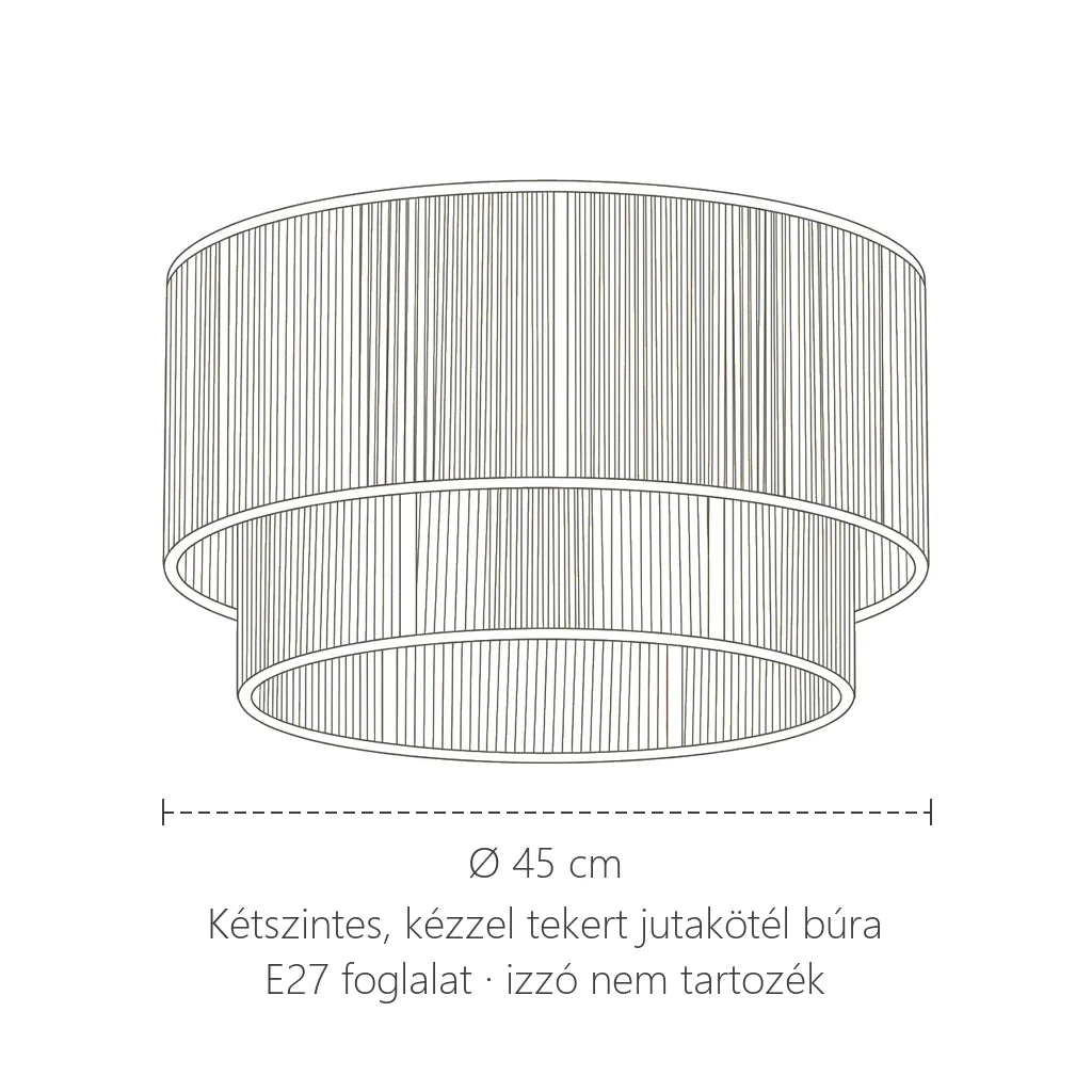 Jutakötél lámpa mérete: Ø 45 cm