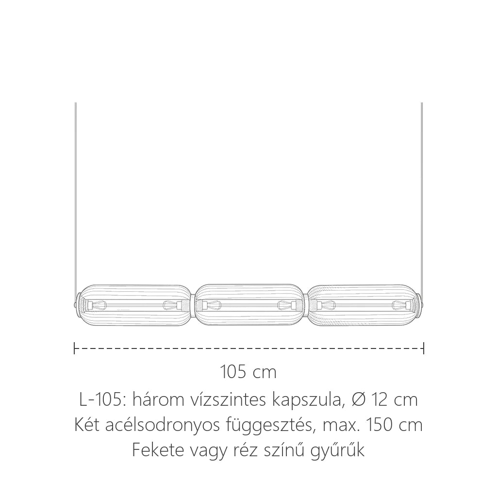 Vízszintes kapszula lámpa mérete: 105 cm