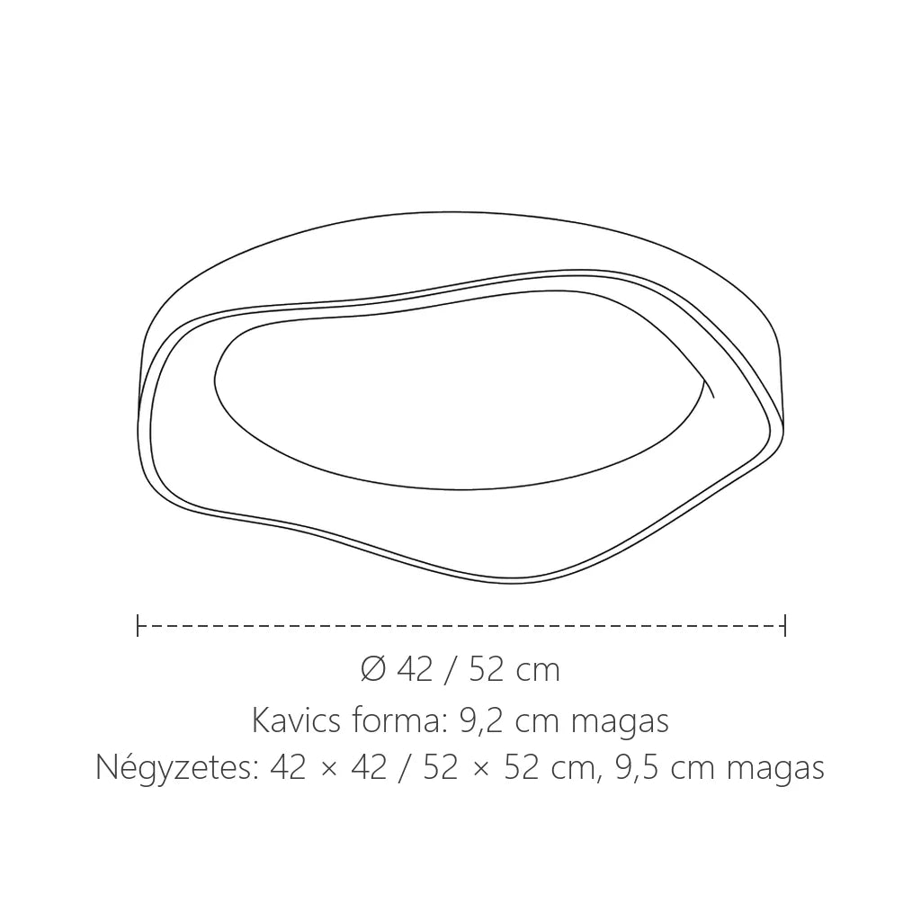 Kavics fa LED lámpa méretei: Ø 42 vagy 52 cm