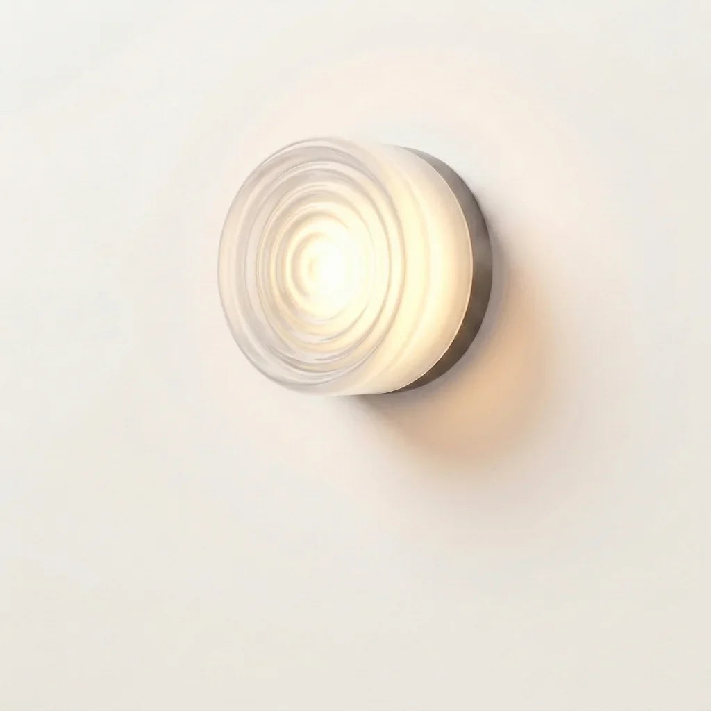 Kerek LED fali lámpa körkörös mintás fehér üveggel