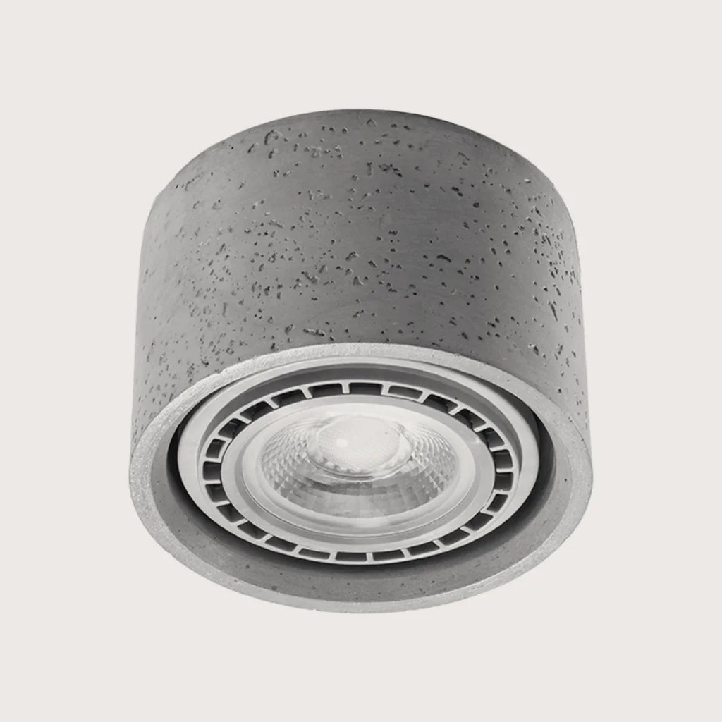 Kerek beton vagy fa mennyezeti spotlámpa, szürke (1 spot – beton)