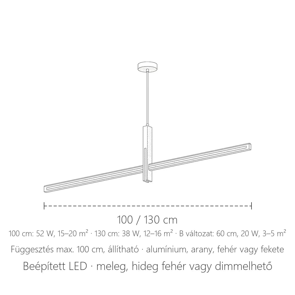 Minimál LED csillár hossza: 100 / 130 cm