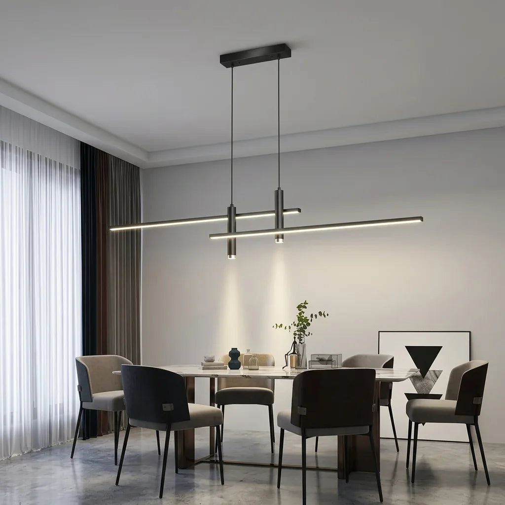Kétrudas LED lámpa modern étkezőasztal fölött